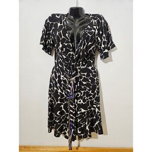 Just Cavalli Robert Cavalli Faux Wrap Dress Black White Print Size 42 - US 10/12